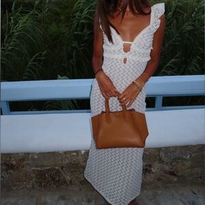 Aqua Lace Cream Dress